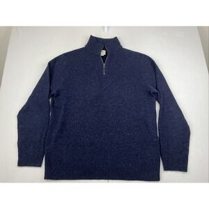 J Crew Sweater Mens XL Tall Navy Merino Wool Blend 1/4 Zip Pullover Soft EUC
